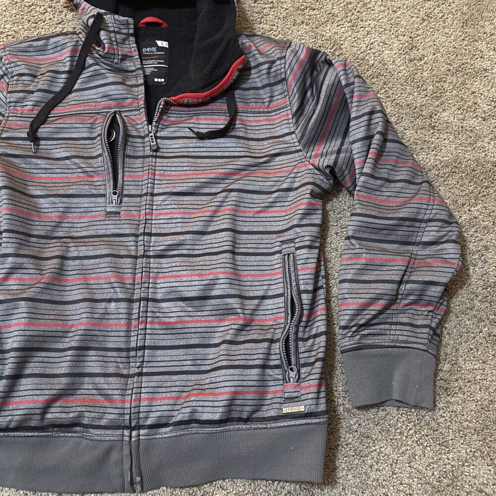 Empyre Jacket Mens Large Stripe Grey Snowboarding Technical Bonded Fleece Ski - Picture 5 of 11